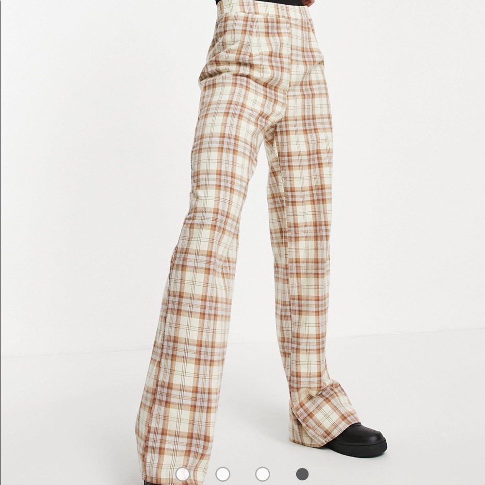 Missguided tall wide leg pants in brown check